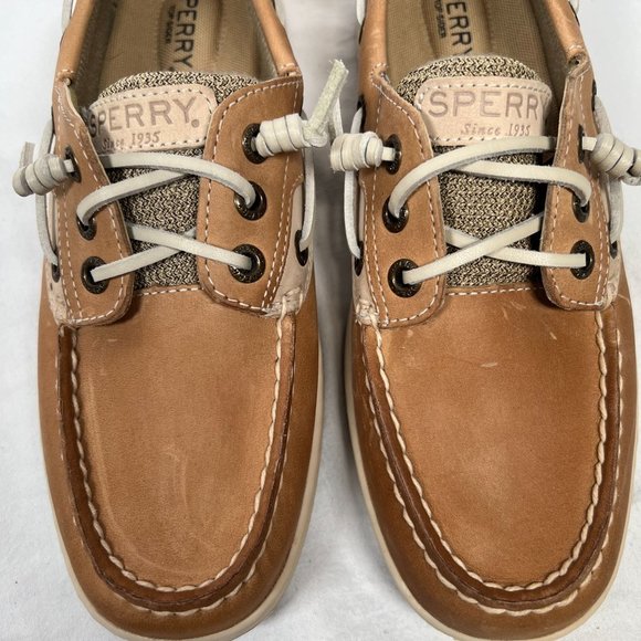 Sperry Women's Bluefish 2 Eye Size 6 brown tan boat shoe slip-on nubuck leather - Picture 7 of 10